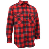 Men's Shirts: Men's 100% Cotton Flannelette Shirt Long Sleeve Plaid Check Flannel w Pockets, Lumberjack Red Buffalo Plaid, M