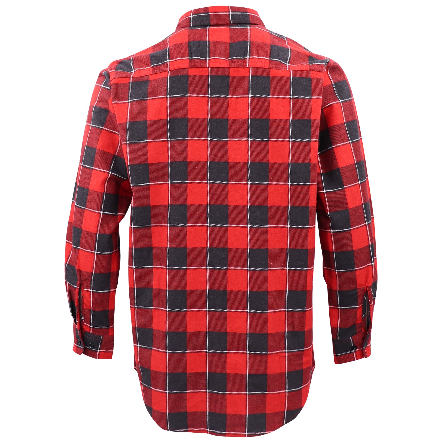 Men's 100% Cotton Flannelette Shirt Long Sleeve Plaid Check Flannel w Pockets, Lumberjack Red Buffalo Plaid, M