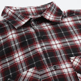 Men's Shirts: Men's 100% Cotton Flannelette Shirt Long Sleeve Plaid Check Flannel w Pockets, Vintage Ash Plaid, XL
