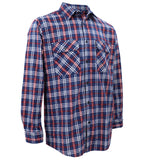 Men's Shirts: Men's 100% Cotton Flannelette Shirt Long Sleeve Plaid Check Flannel w Pockets, Patriot Blue Plaid, XL