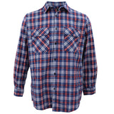 Men's Shirts: Men's 100% Cotton Flannelette Shirt Long Sleeve Plaid Check Flannel w Pockets, Patriot Blue Plaid, XL