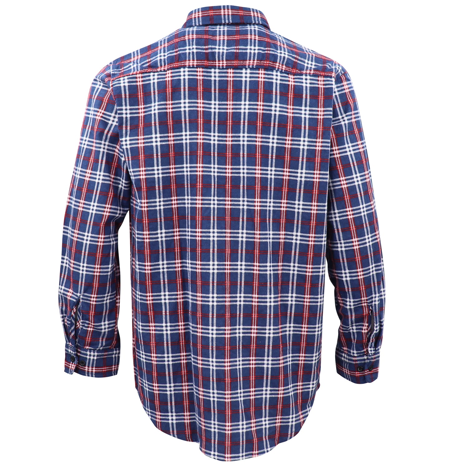 Men's 100% Cotton Flannelette Shirt Long Sleeve Plaid Check Flannel w Pockets, Patriot Blue Plaid, XL