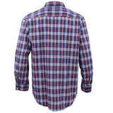 Men's Shirts: Men's 100% Cotton Flannelette Shirt Long Sleeve Plaid Check Flannel w Pockets, Patriot Blue Plaid, XL