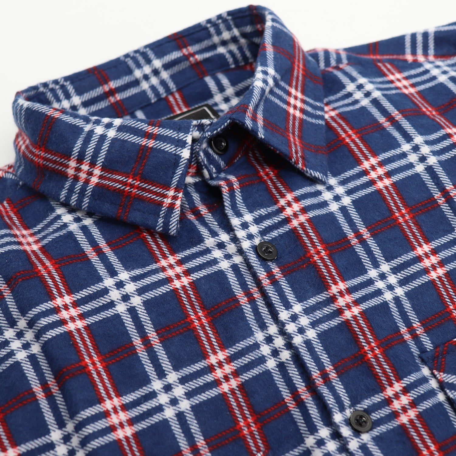 Men's 100% Cotton Flannelette Shirt Long Sleeve Plaid Check Flannel w Pockets, Patriot Blue Plaid, XL
