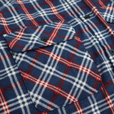 Men's Shirts: Men's 100% Cotton Flannelette Shirt Long Sleeve Plaid Check Flannel w Pockets, Patriot Blue Plaid, XL