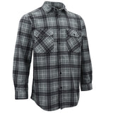 Men's Shirts: Men's 100% Cotton Flannelette Shirt Long Sleeve Plaid Check Flannel w Pockets, Granite Gray Plaid, XL