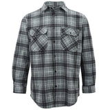 Men's Shirts: Men's 100% Cotton Flannelette Shirt Long Sleeve Plaid Check Flannel w Pockets, Granite Gray Plaid, XL