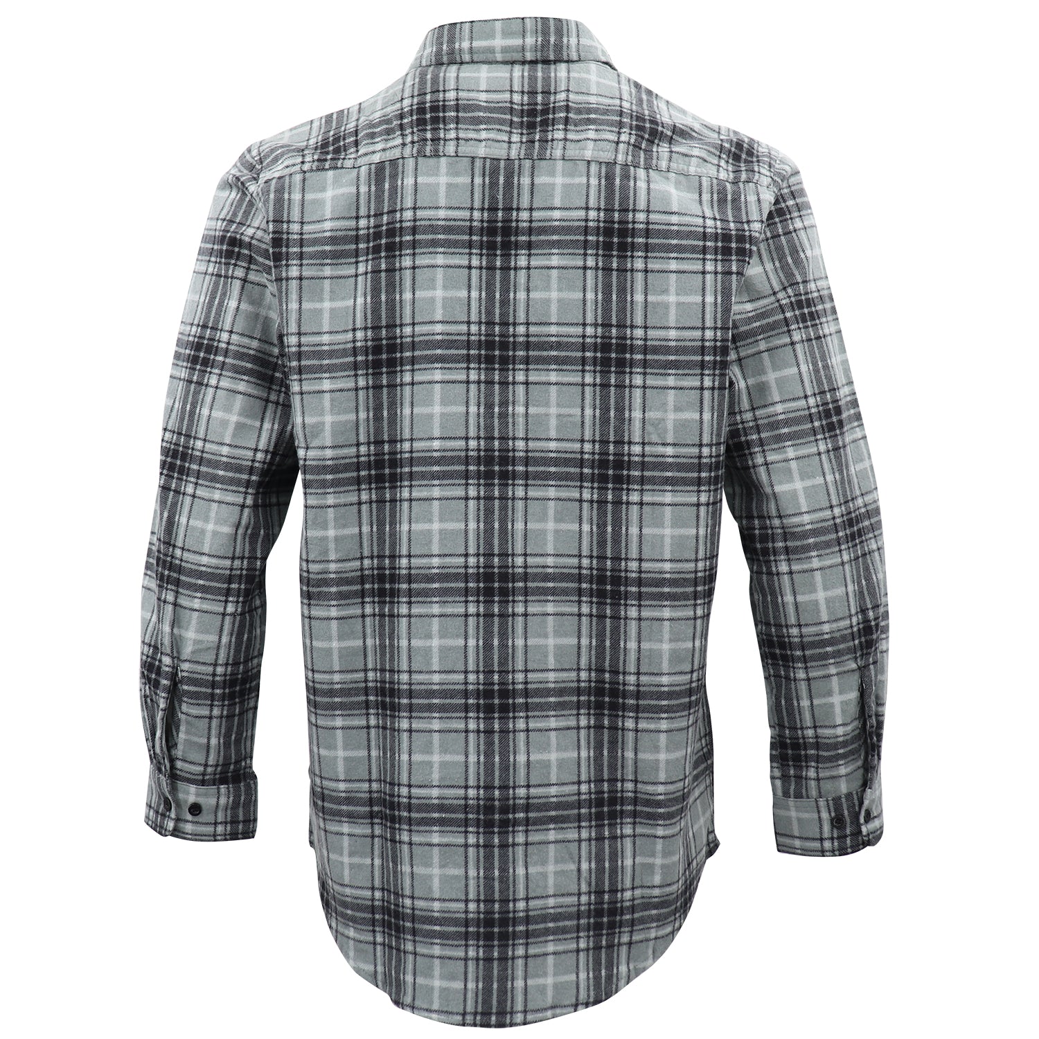Men's 100% Cotton Flannelette Shirt Long Sleeve Plaid Check Flannel w Pockets, Granite Gray Plaid, XL