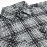 Men's Shirts: Men's 100% Cotton Flannelette Shirt Long Sleeve Plaid Check Flannel w Pockets, Granite Gray Plaid, XL