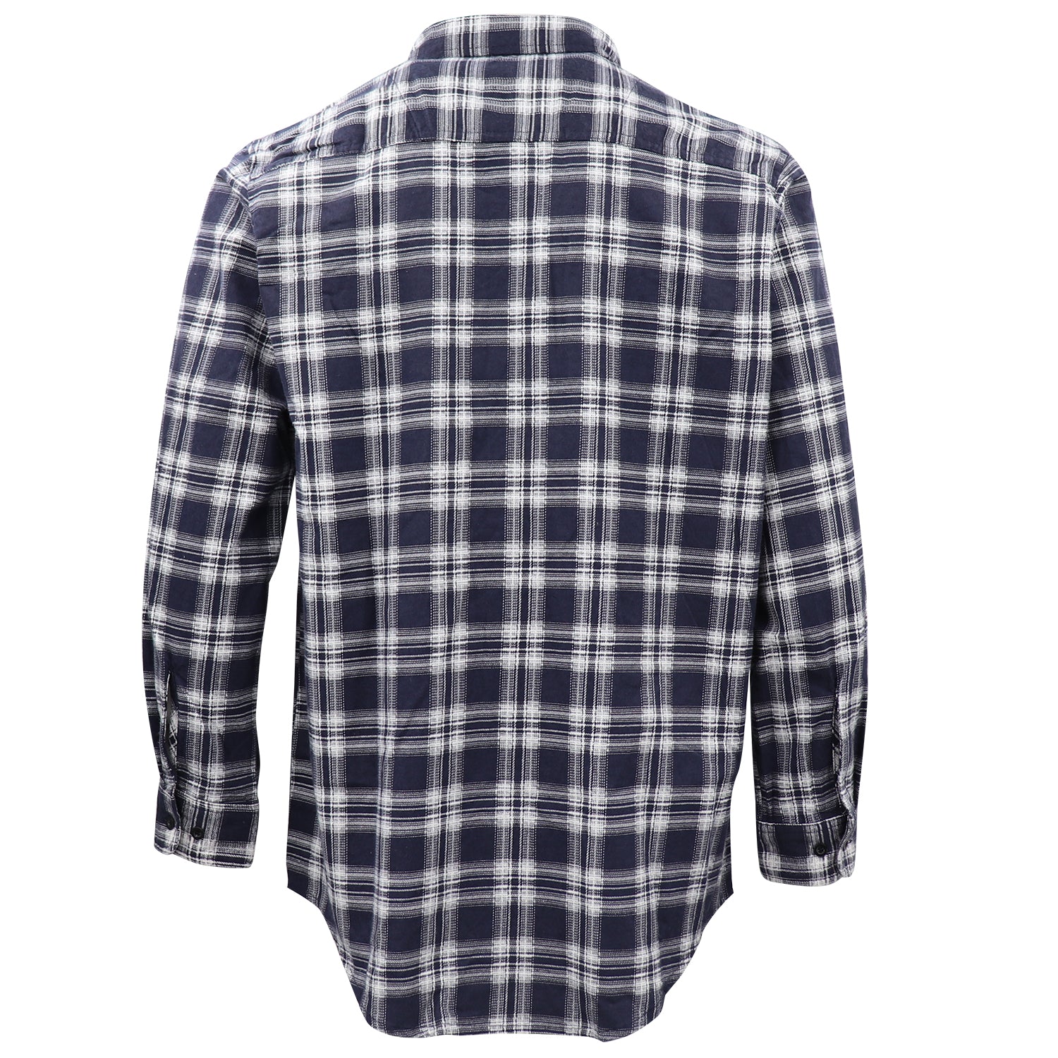 Men's 100% Cotton Flannelette Shirt Long Sleeve Plaid Check Flannel w Pockets, Midnight Navy Plaid, S