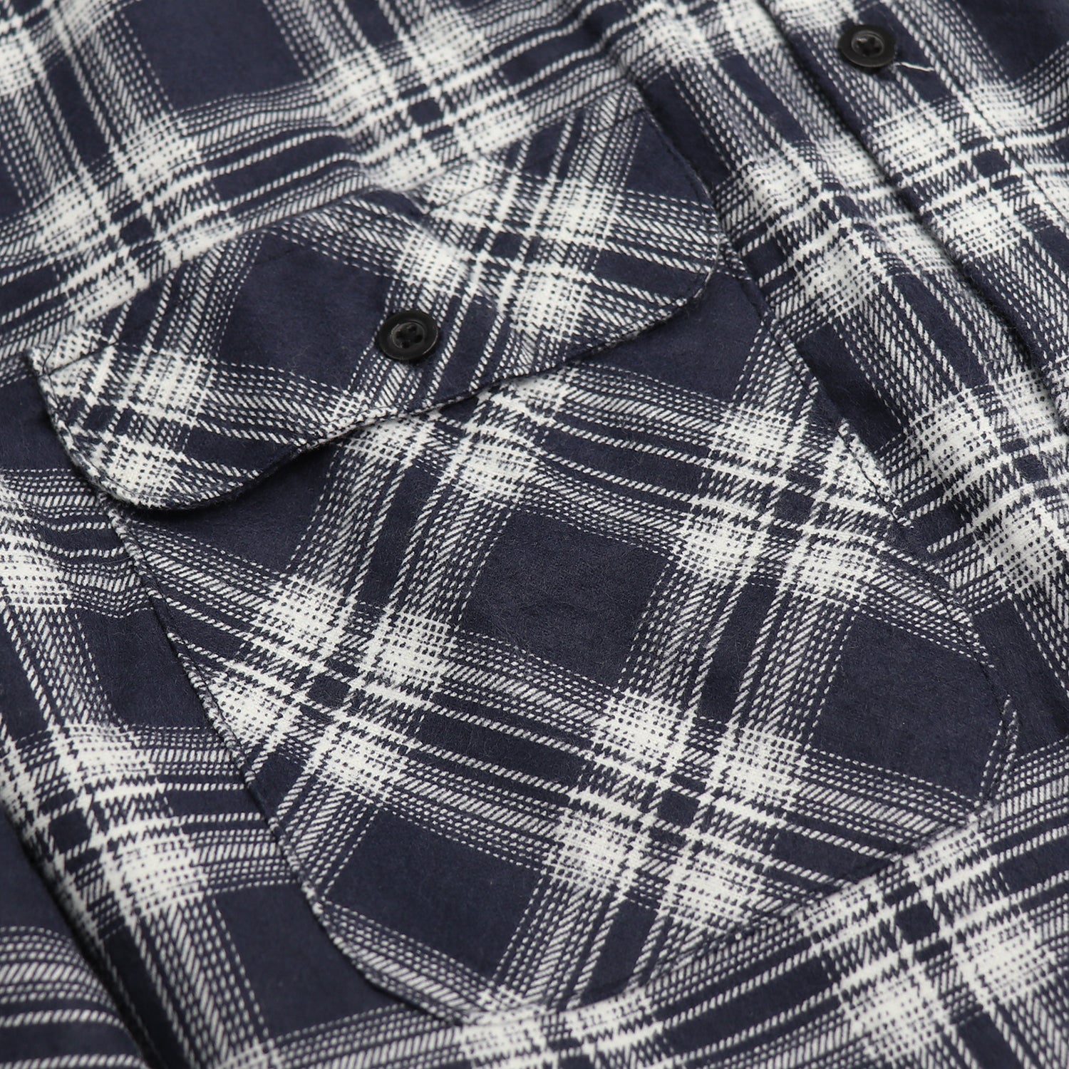 Men's 100% Cotton Flannelette Shirt Long Sleeve Plaid Check Flannel w Pockets, Midnight Navy Plaid, XL
