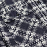 Men's Shirts: Men's 100% Cotton Flannelette Shirt Long Sleeve Plaid Check Flannel w Pockets, Midnight Navy Plaid, XL