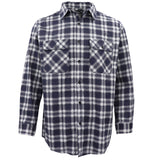Men's Shirts: Men's 100% Cotton Flannelette Shirt Long Sleeve Plaid Check Flannel w Pockets, Midnight Navy Plaid, 3XL