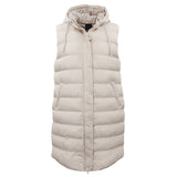 Women's Jackets & Coats: Women's Longline Padded Vest Hooded Jacket Puffer Puffy Quilted Zip Coat Gilet, Khaki, 10
