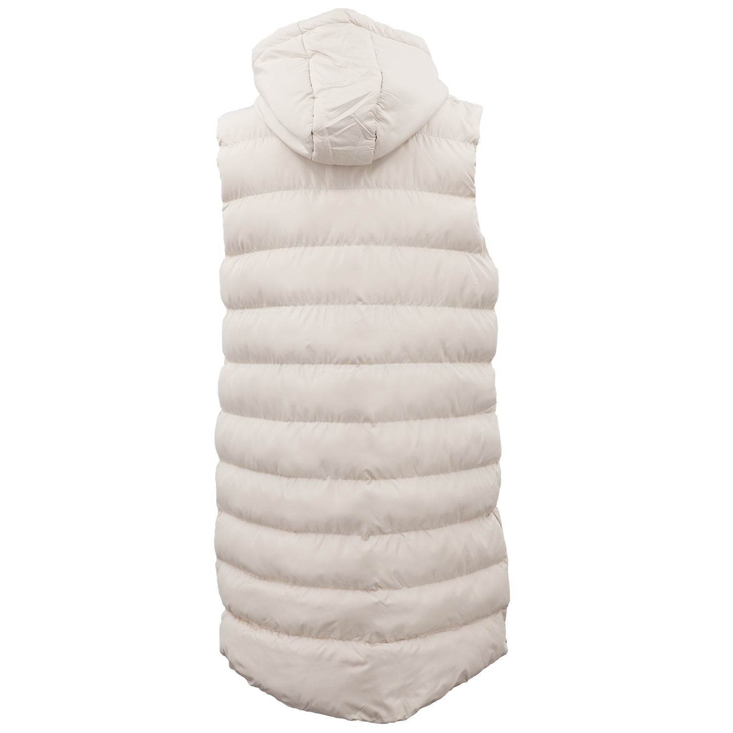 Women's Jackets & Coats: Women's Longline Padded Vest Hooded Jacket Puffer Puffy Quilted Zip Coat Gilet, Khaki, 10