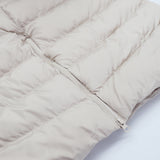 Women's Jackets & Coats: Women's Longline Padded Vest Hooded Jacket Puffer Puffy Quilted Zip Coat Gilet, Khaki, 10