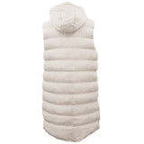 Women's Jackets & Coats: Women's Longline Padded Vest Hooded Jacket Puffer Puffy Quilted Zip Coat Gilet, Khaki, 18