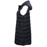 Women's Jackets & Coats: Women's Longline Padded Vest Hooded Jacket Puffer Puffy Quilted Zip Coat Gilet, Navy, 10