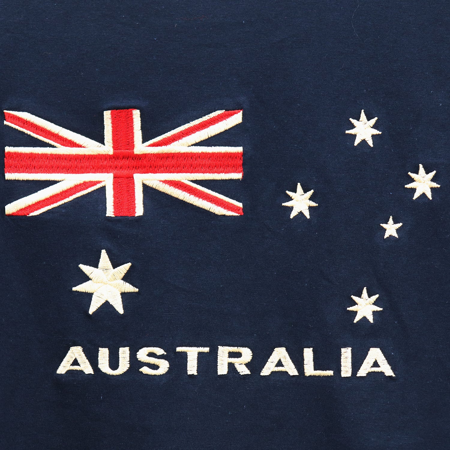 Men's Tops & T-shirts: 100% Cotton Aussie Flag Embroidered T Shirt Australian Day Top Tee Souvenir Gift, Navy, XS