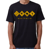Adult Unisex 100% Cotton T Shirt Australia Wildlife Road Sign Souvenir Tee Tops, Black, XL