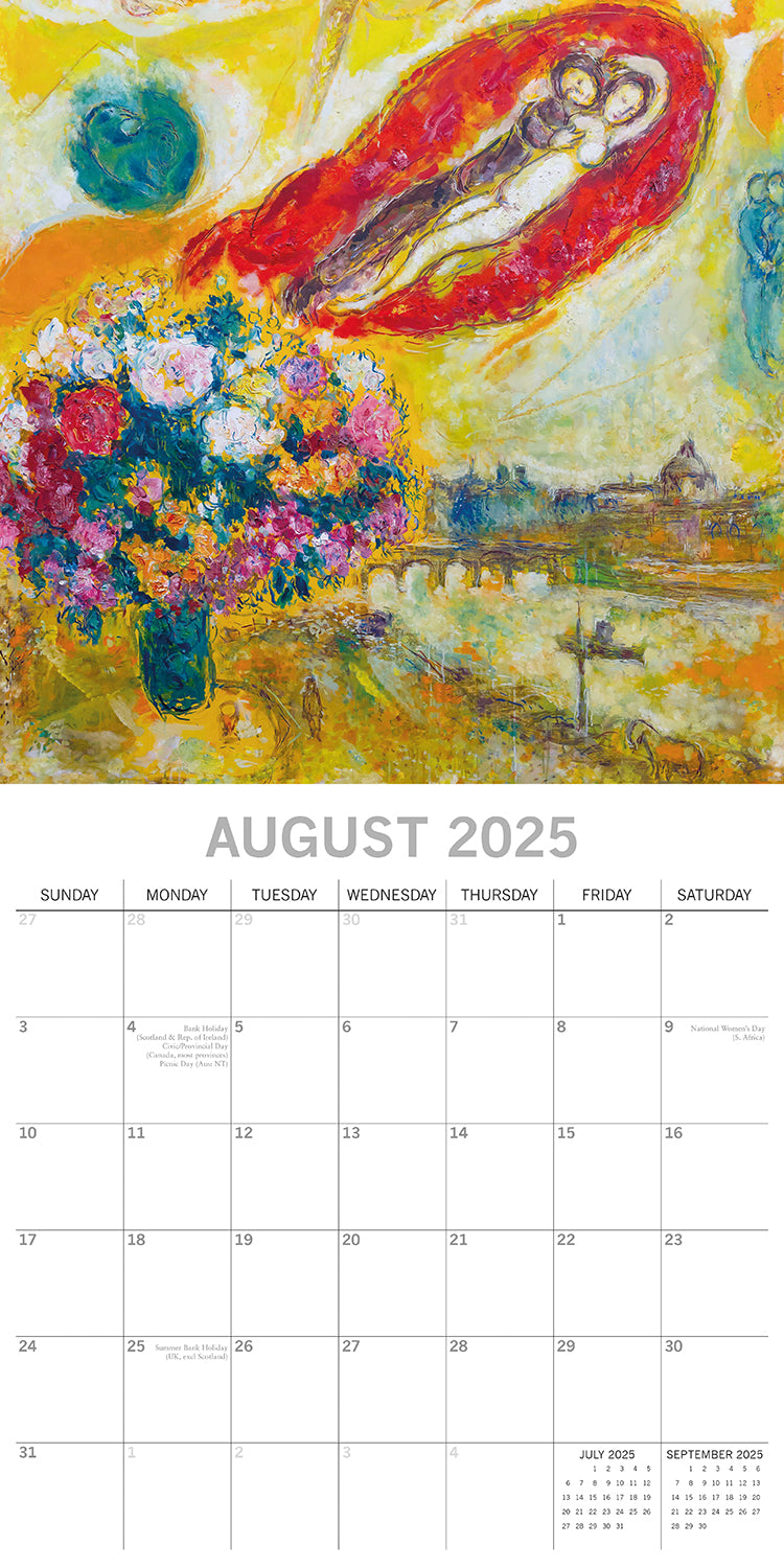 Calendars, Organisers & Planners: Chagall - 2025 Square Wall Calendar Arts 16 Months Premium Planner Gift