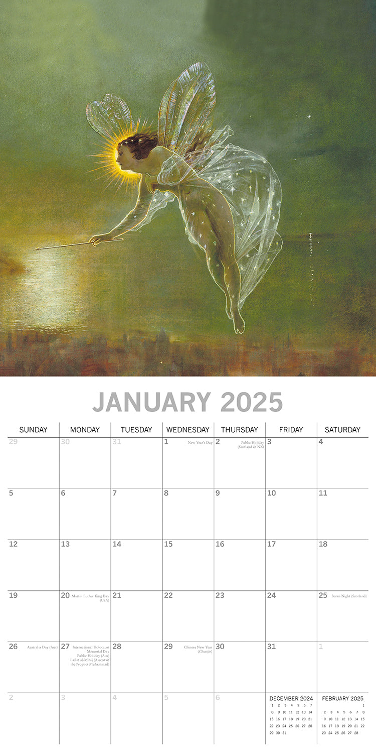 Calendars, Organisers & Planners: Fairies - 2025 Square Wall Calendar Arts 16 Months Premium Planner Gift
