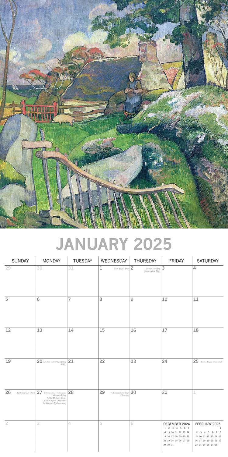 Calendars, Organisers & Planners: Gauguin - 2025 Square Wall Calendar Arts 16 Months Premium Planner Gift