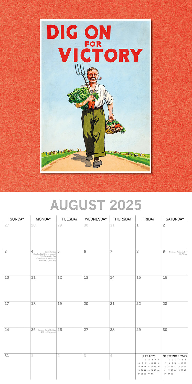 Calendars, Organisers & Planners: World War Posters - 2025 Square Wall Calendar Arts 16 Months Premium Planner