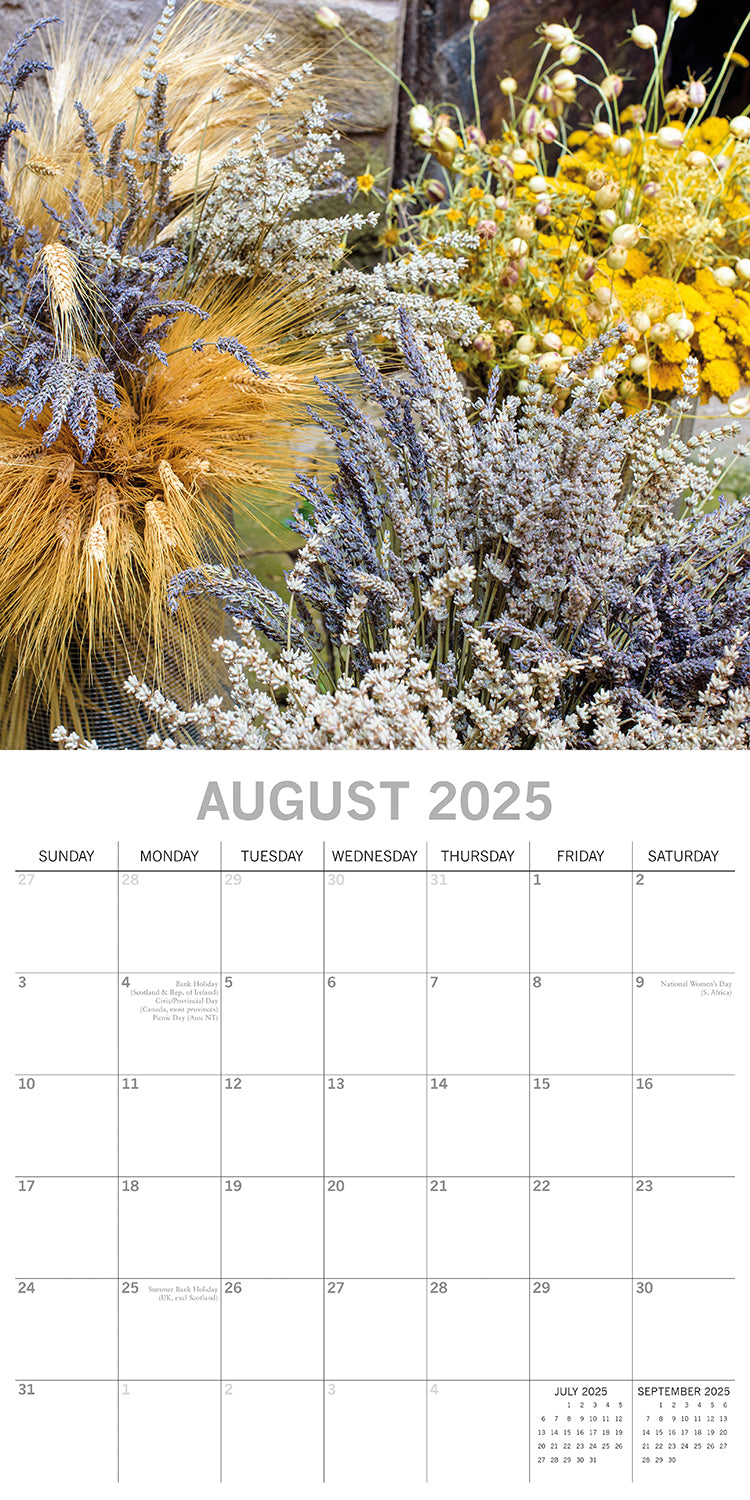Calendars, Organisers & Planners: Dried Flowers - 2025 Square Wall Calendar Floral 16 Months Premium Planner Gift