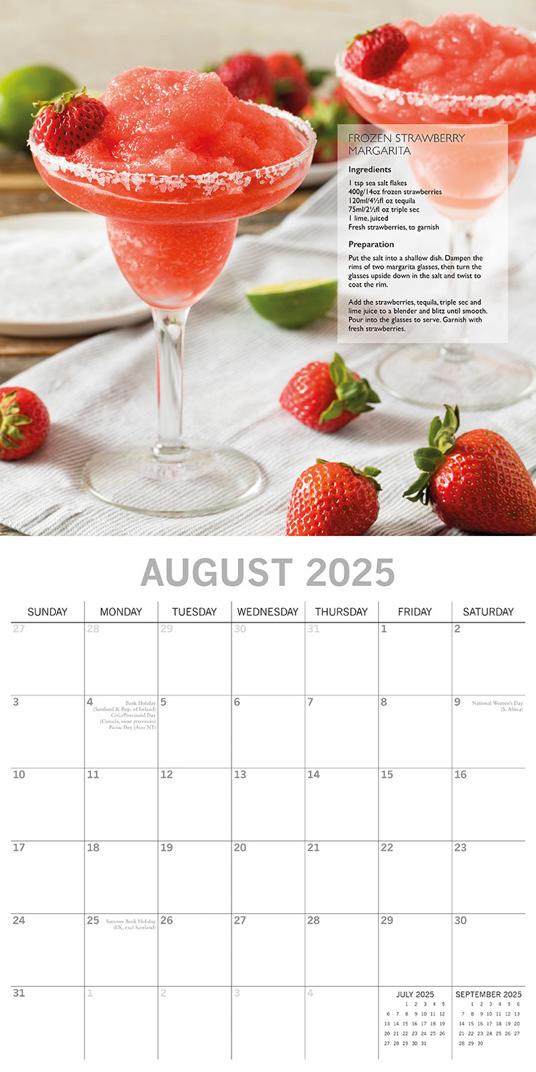Calendars, Organisers & Planners: Cocktails 2025 Square Wall Calendar Food 16-Month Christmas Premium Planner Gift