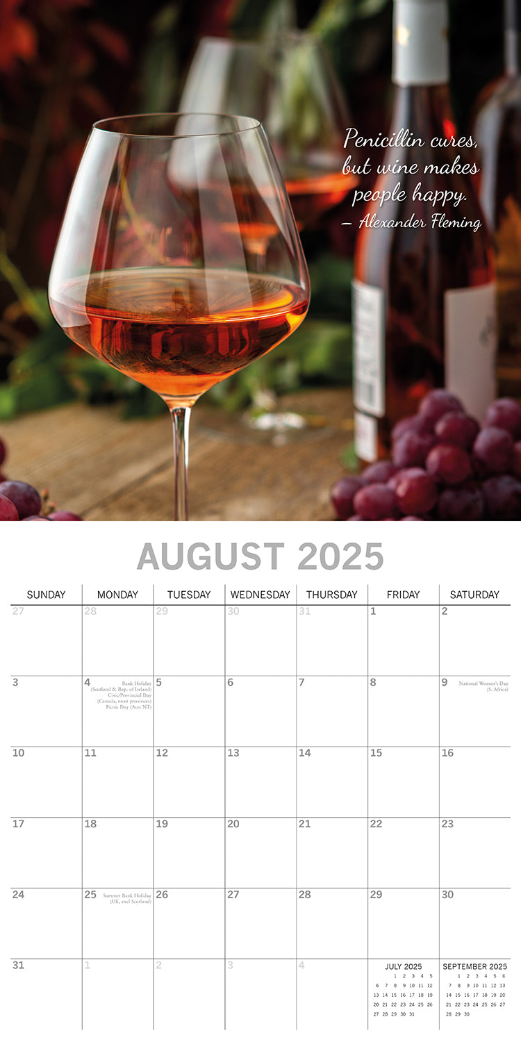 Calendars, Organisers & Planners: Wine 2025 Square Wall Calendar Food 16 Month Premium Planner Xmas New Year Gift