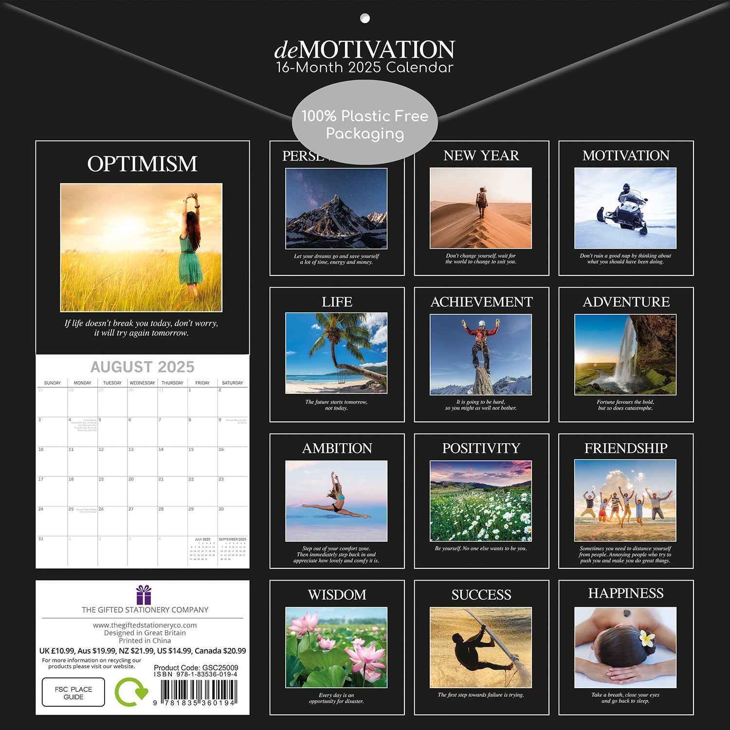 Calendars, Organisers & Planners: Demotivation - 2025 Square Wall Calendar 16 Months Premium Planner New Year Gift