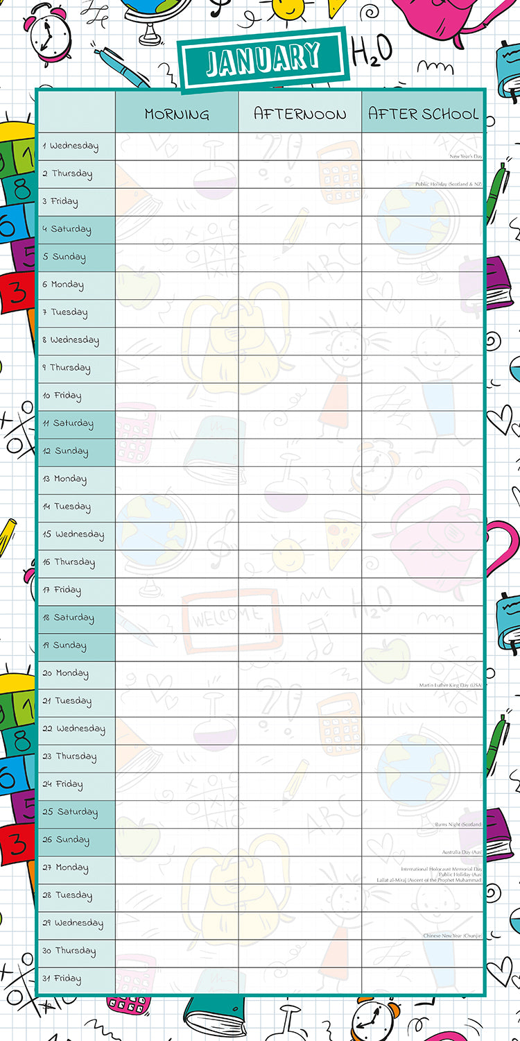 Calendars, Organisers & Planners: School Planner 2025 Square Wall Calendar 16Month Premium New Year Organiser Gift