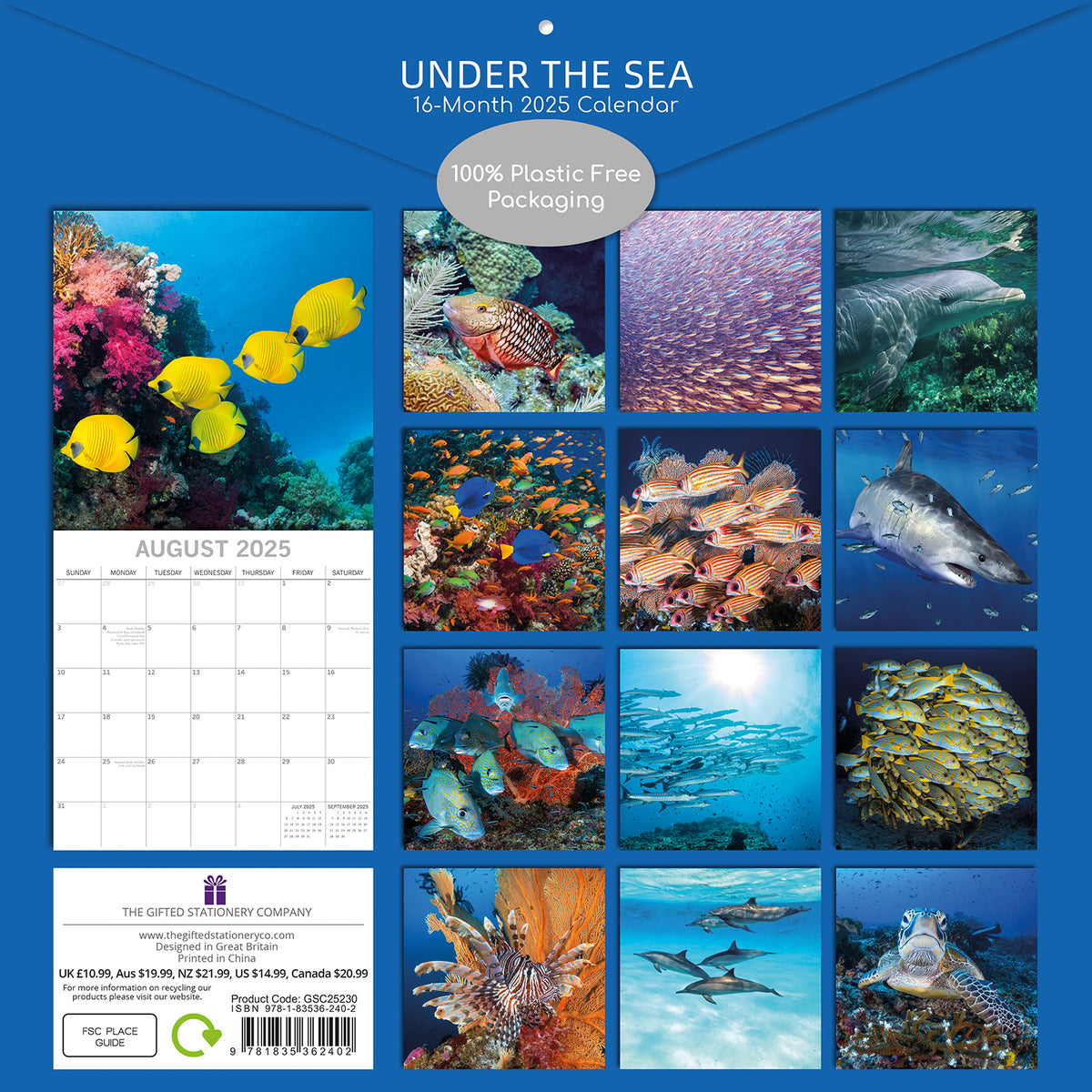 Under the Sea 2025 Square Wall Calendar 16 Months New Year Premium Planner Gift