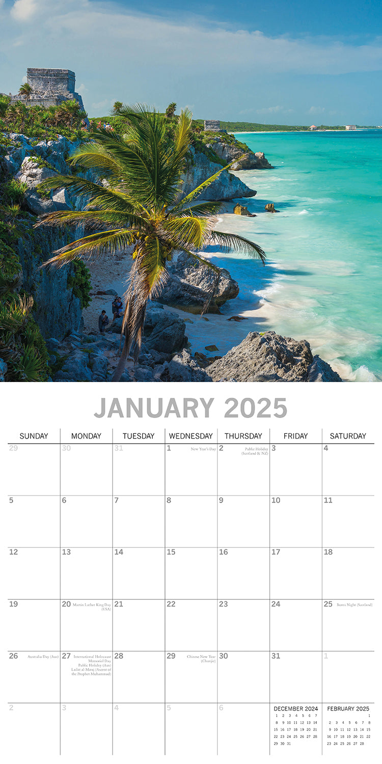 Calendars, Organisers & Planners: Travel the World 2025 Square Wall Calendar 16 Months New Year Xmas Planner Gift