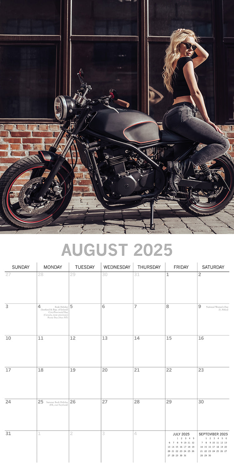Calendars, Organisers & Planners: Biker Babes 2025 Square Wall Calendar 16 Months Christmas New Year Planner Gift