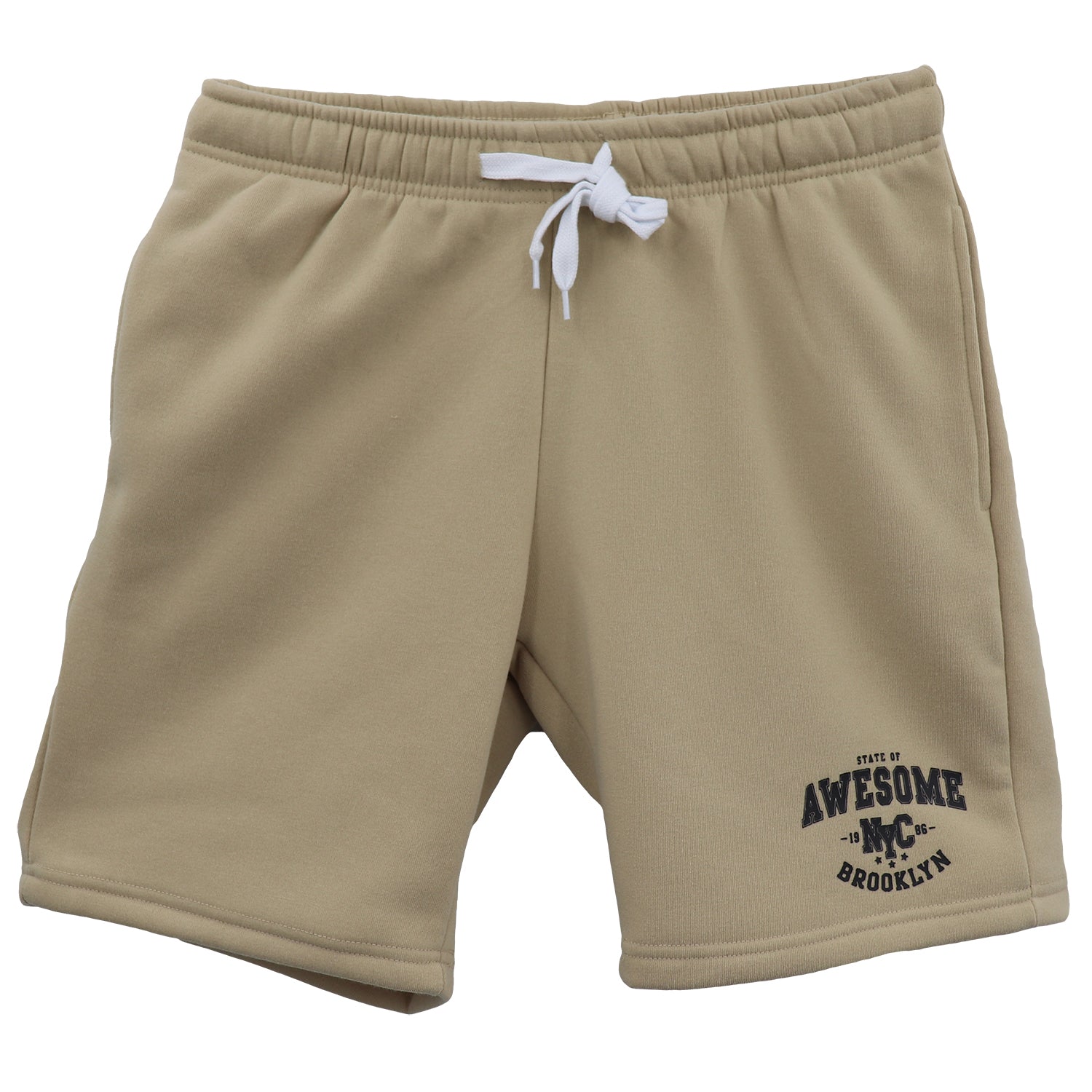 Men's Shorts: Men's Fleece Shorts Casual Sports Sweat Pants w Elastic Waist Drawstring Pockets, Beige, 4XL
