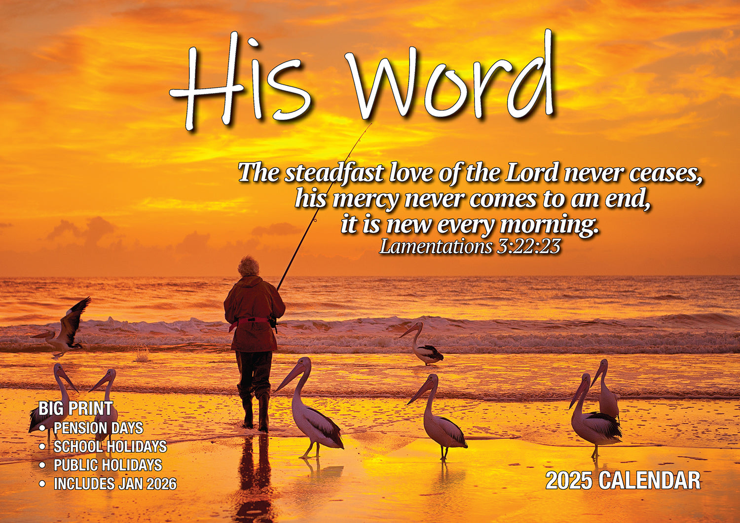 Calendars, Organisers & Planners: His Word - 2025 Rectangle Wall Calendar 13 Months Inspirational Bible Verses
