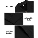 Men's Coats & Jackets: Men's Varsity Bomber Flight Jacket Breathable Windbreaker Zip Coat Faux Leather, Black, XL