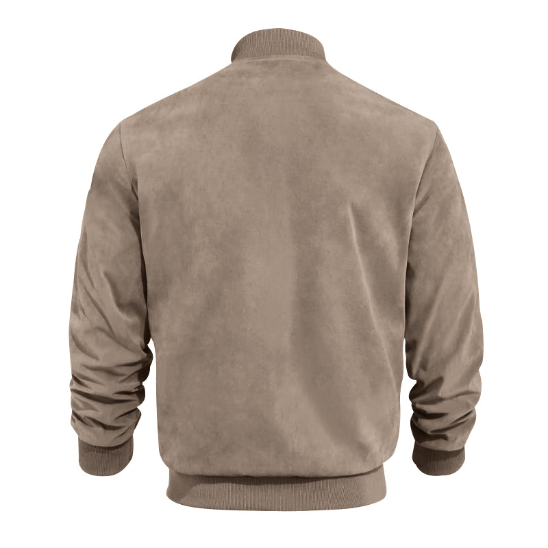 Men's Coats & Jackets: Men's Varsity Bomber Flight Jacket Breathable Windbreaker Zip Coat Faux Leather, Brown, M