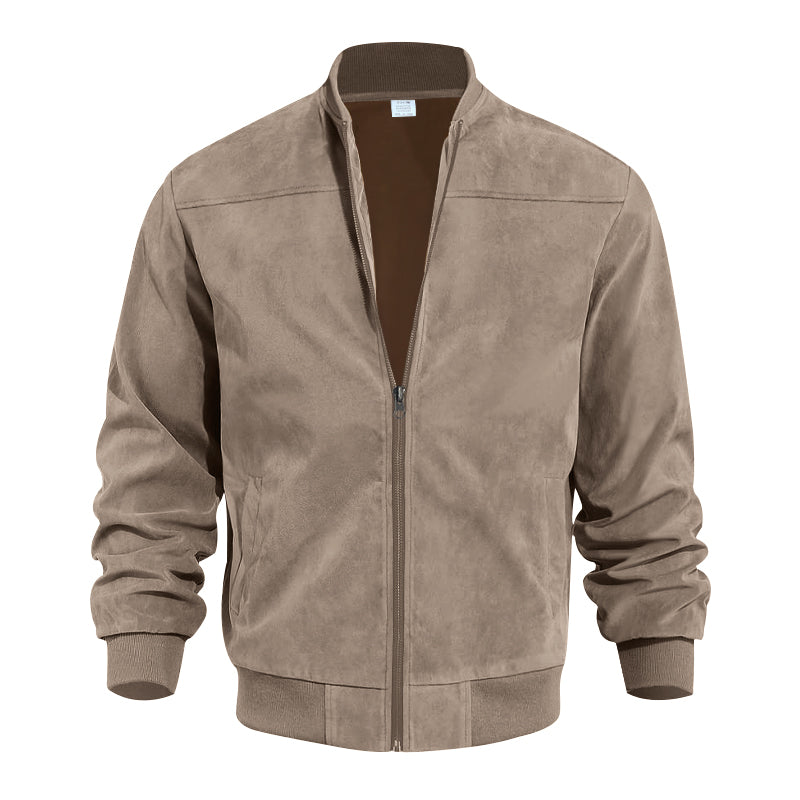 Men's Coats & Jackets: Men's Varsity Bomber Flight Jacket Breathable Windbreaker Zip Coat Faux Leather, Brown, XL