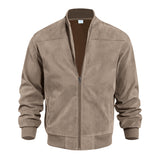 Men's Coats & Jackets: Men's Varsity Bomber Flight Jacket Breathable Windbreaker Zip Coat Faux Leather, Brown, XL