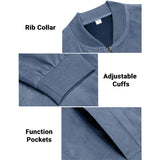 Men's Coats & Jackets: Men's Varsity Bomber Flight Jacket Breathable Windbreaker Zip Coat Faux Leather, Blue, M