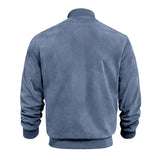 Men's Coats & Jackets: Men's Varsity Bomber Flight Jacket Breathable Windbreaker Zip Coat Faux Leather, Blue, XL