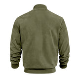 Men's Coats & Jackets: Men's Varsity Bomber Flight Jacket Breathable Windbreaker Zip Coat Faux Leather, Green, M