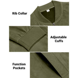 Men's Coats & Jackets: Men's Varsity Bomber Flight Jacket Breathable Windbreaker Zip Coat Faux Leather, Green, M