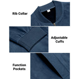 Men's Coats & Jackets: Men's Varsity Bomber Flight Jacket Breathable Windbreaker Zip Coat Faux Leather, Navy, 3XL