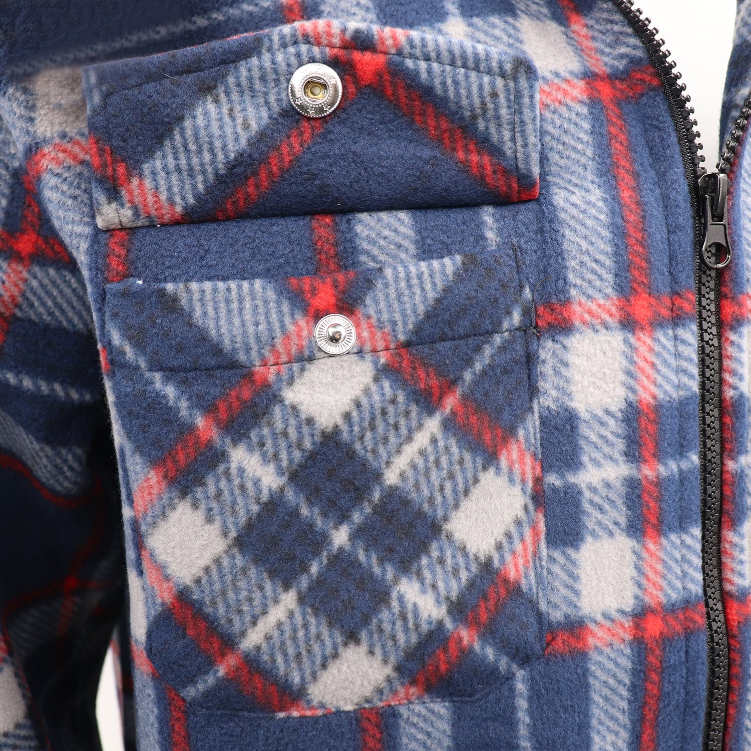 Men's Coats & Jackets: Men's Hooded Flannel Jacket Flannelette Plaid Fleece Shirt Zip Up Winter Coat, Blue, S