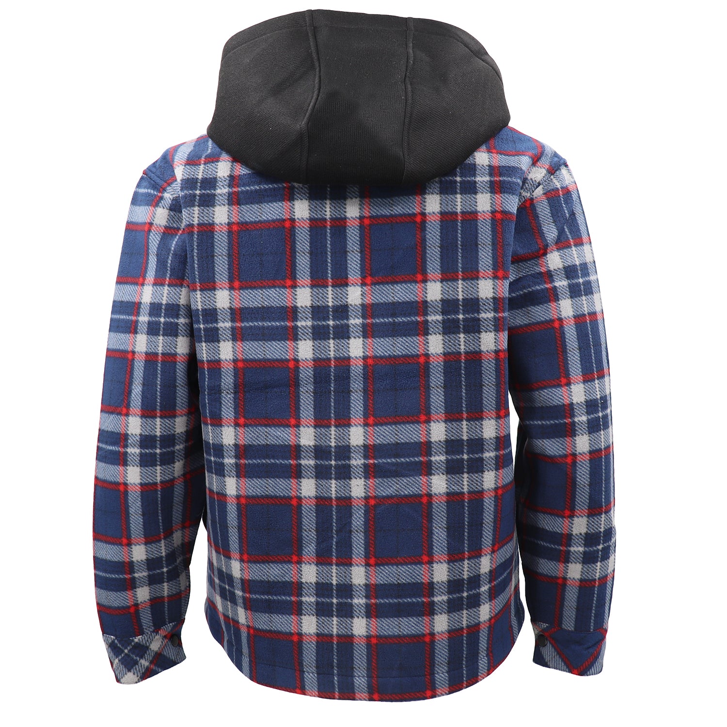 Men's Coats & Jackets: Men's Hooded Flannel Jacket Flannelette Plaid Fleece Shirt Zip Up Winter Coat, Blue, L