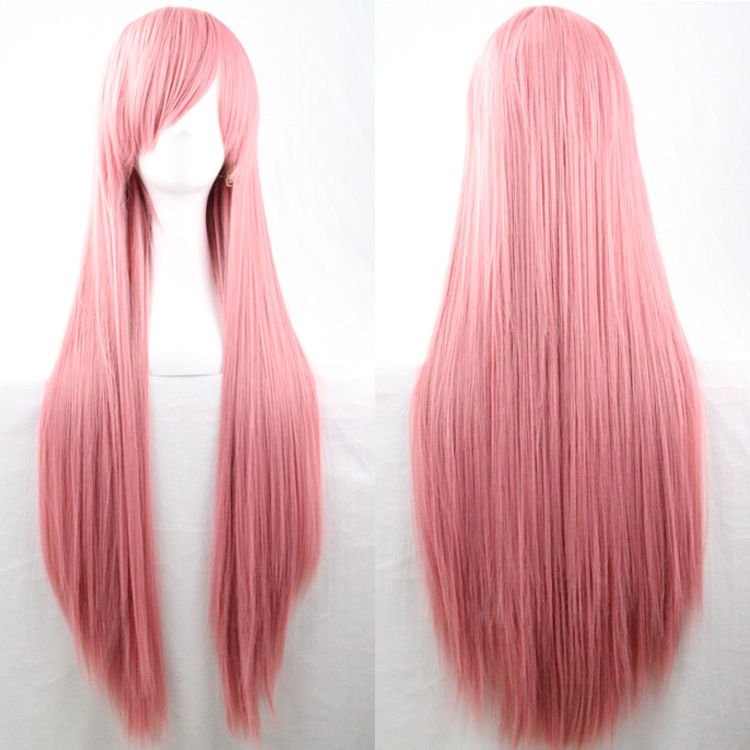 Costumes & Accessories: New 80cm Straight Sleek Long Full Hair Wigs w Side Bangs Cosplay Costume Womens, Dusty Pink
